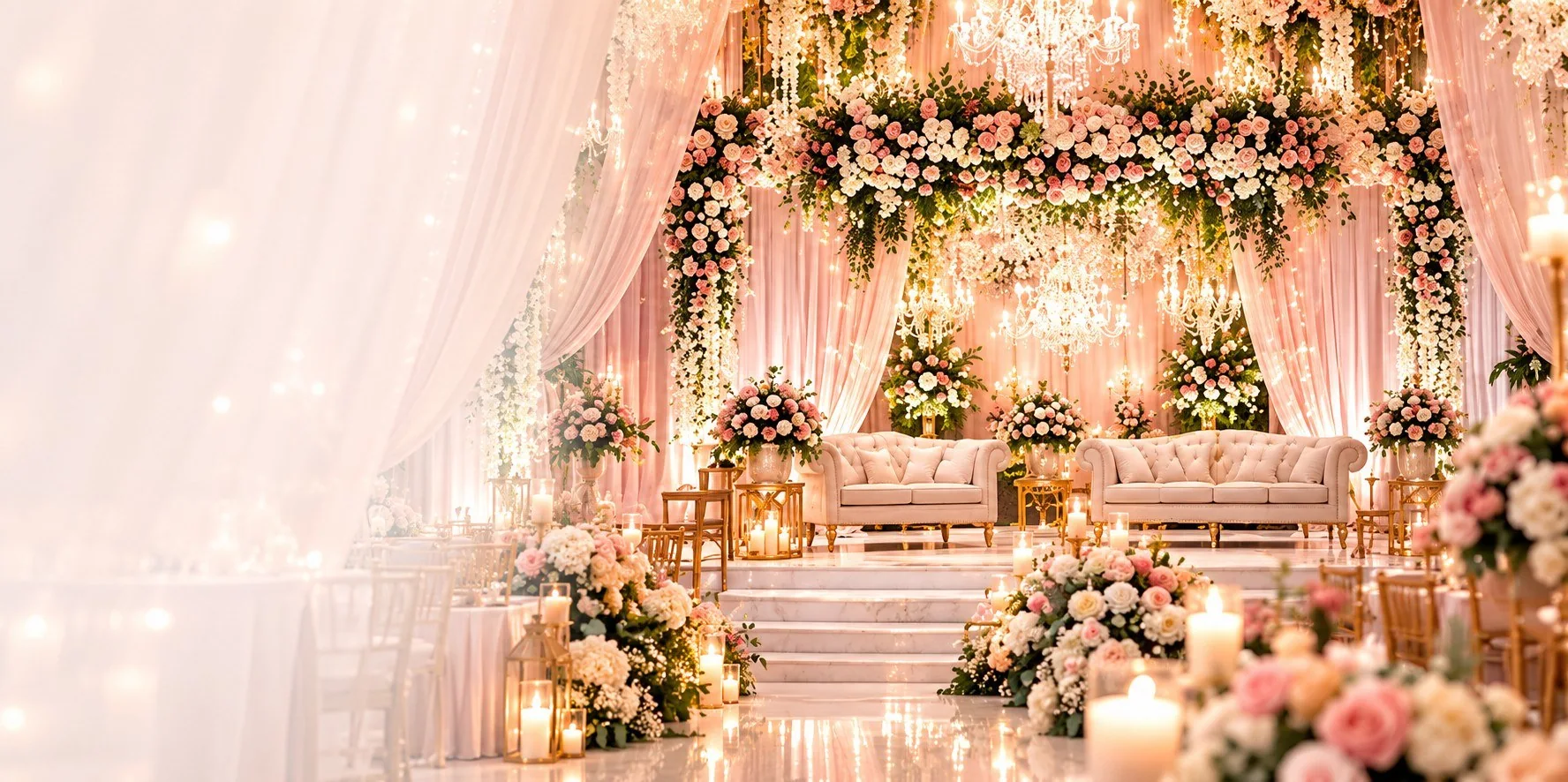 Large event venue arranged for a celebration